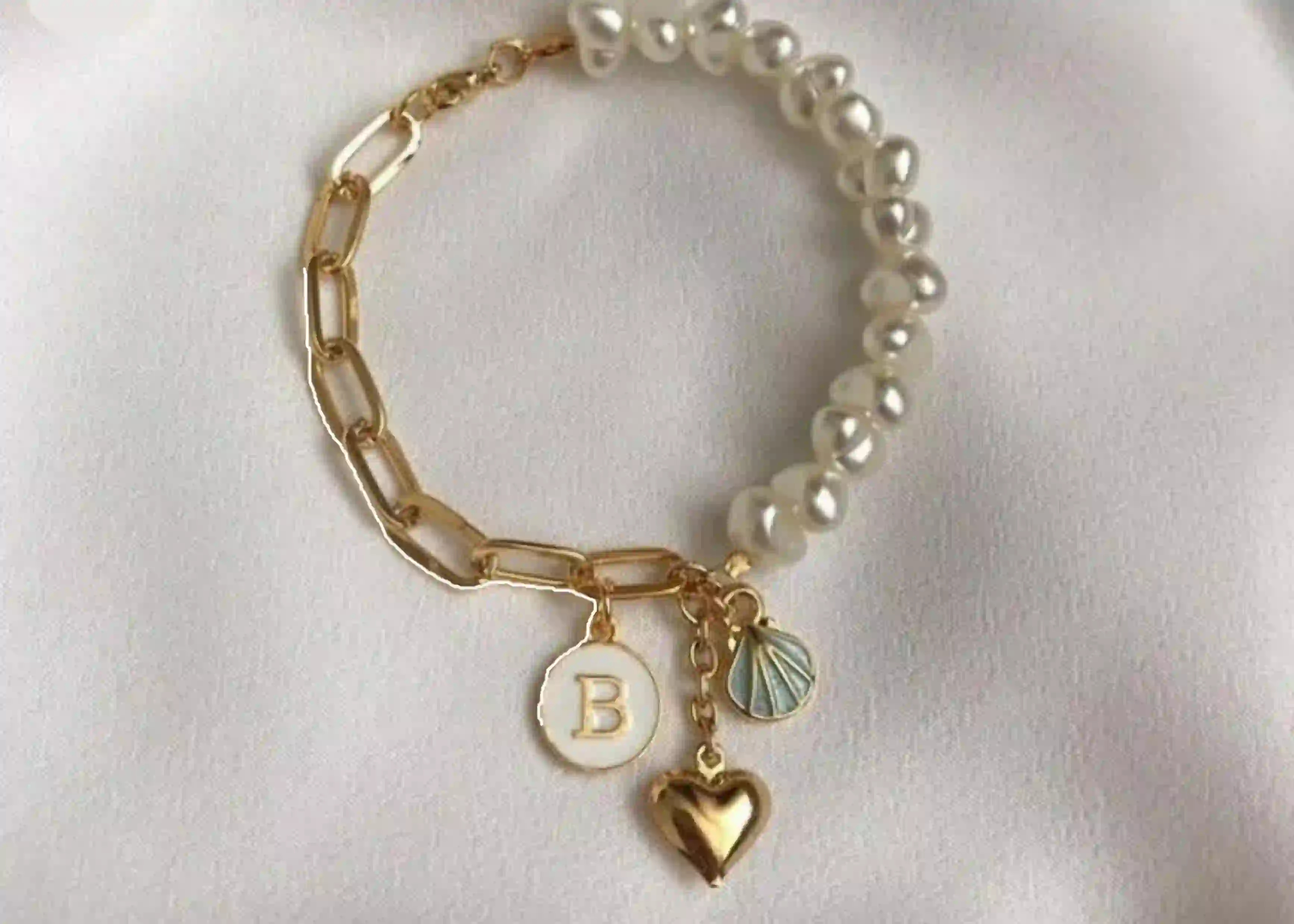 Pearl & Chain Initial Bracelet